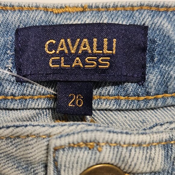 NWT Cavalli Class by Roberto Cavalli Straight Leg High Rise Washed Jeans Size 26 - Picture 3 of 8
